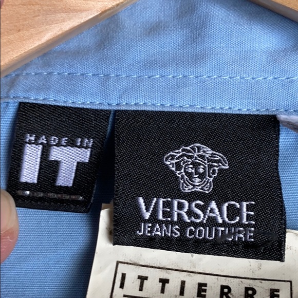 Versace button down Shirt distressed in blue - Picture 13 of 16